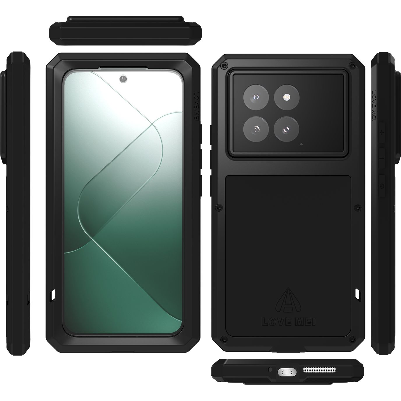 Etui Pancerne + szkło LOVE MEI Powerful do Xiaomi 14, czarne